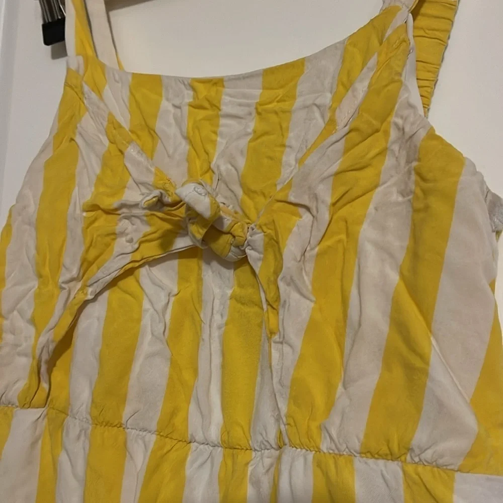 Girls yellow and white striped dress 7